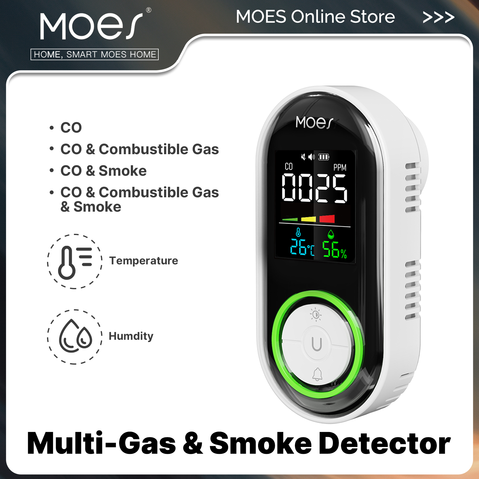 Co Detector Plug - MOES CO Smoke Gas Detector Alarm