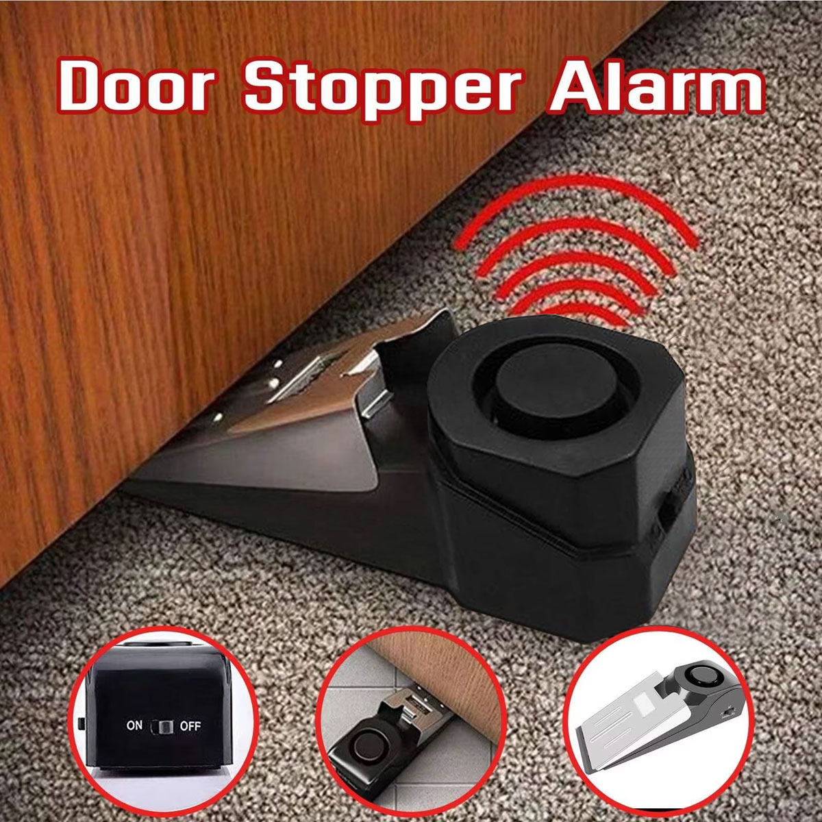 Door Stop Alarm - Wireless Door Stop Alarm System 120dB