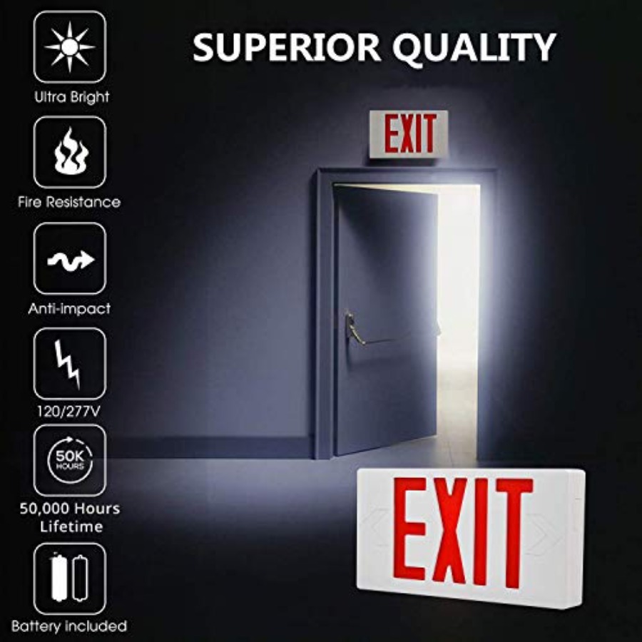 Ultra Slim LED Exit Sign, Red  – Emergency Exit Sign recenzja i cena