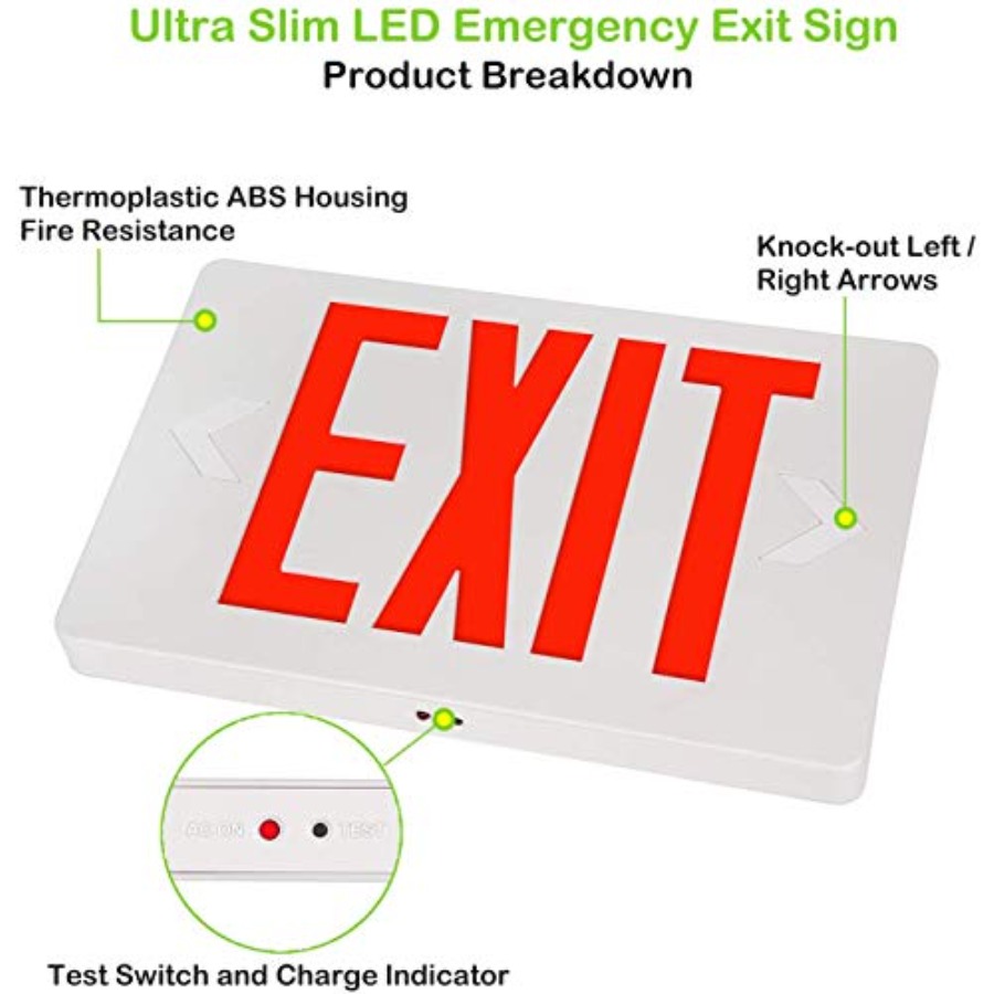 Ultra Slim LED Exit Sign, Red  – Emergency Exit Sign recenzja i cena