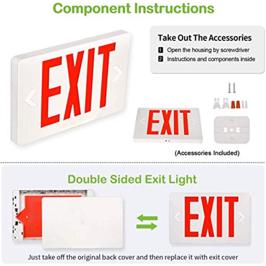 Ultra Slim LED Exit Sign, Red  – Emergency Exit Sign recenzja i cena