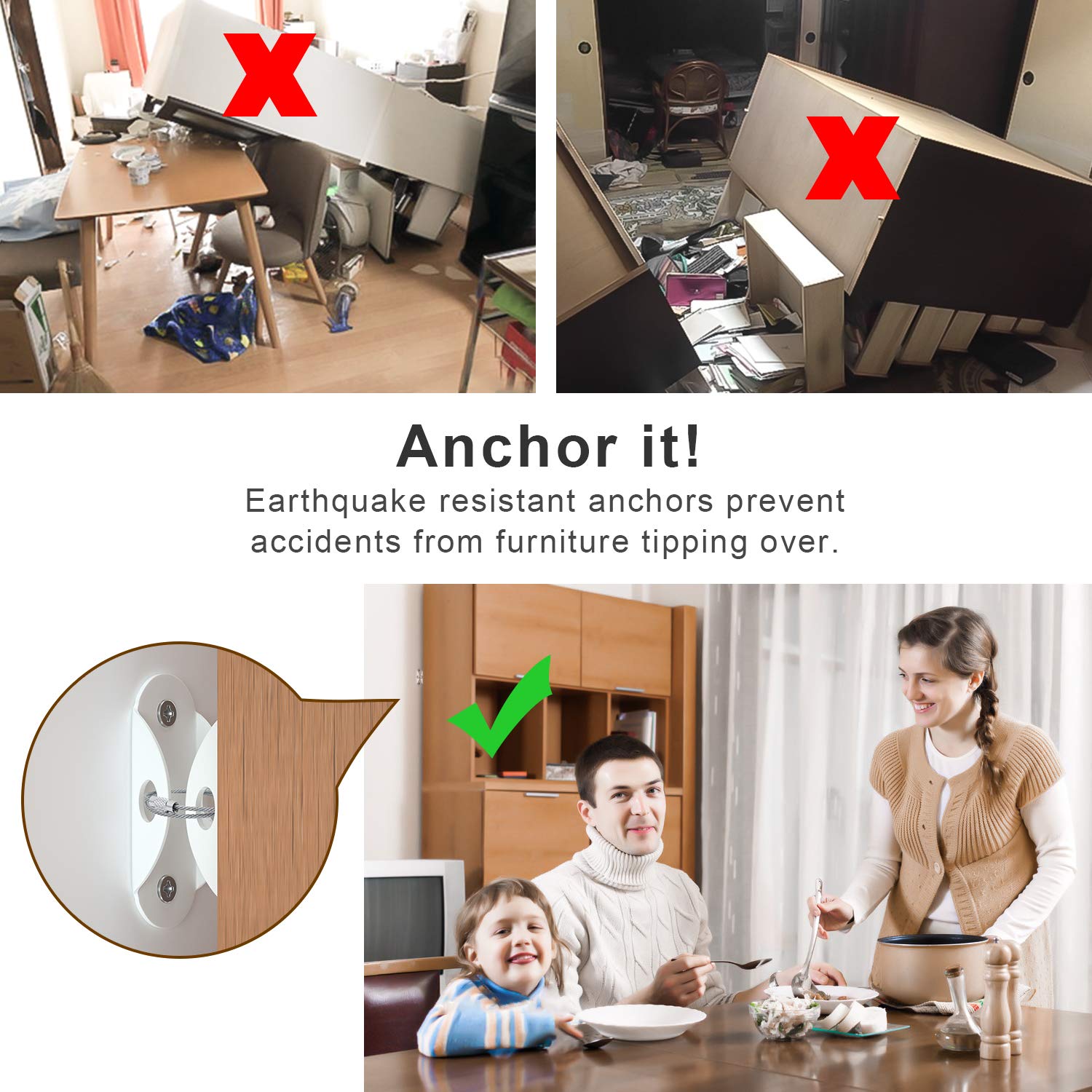 6 Set Furniture Wall Anchors A – Earthquake Anchor Strap recenzja i cena
