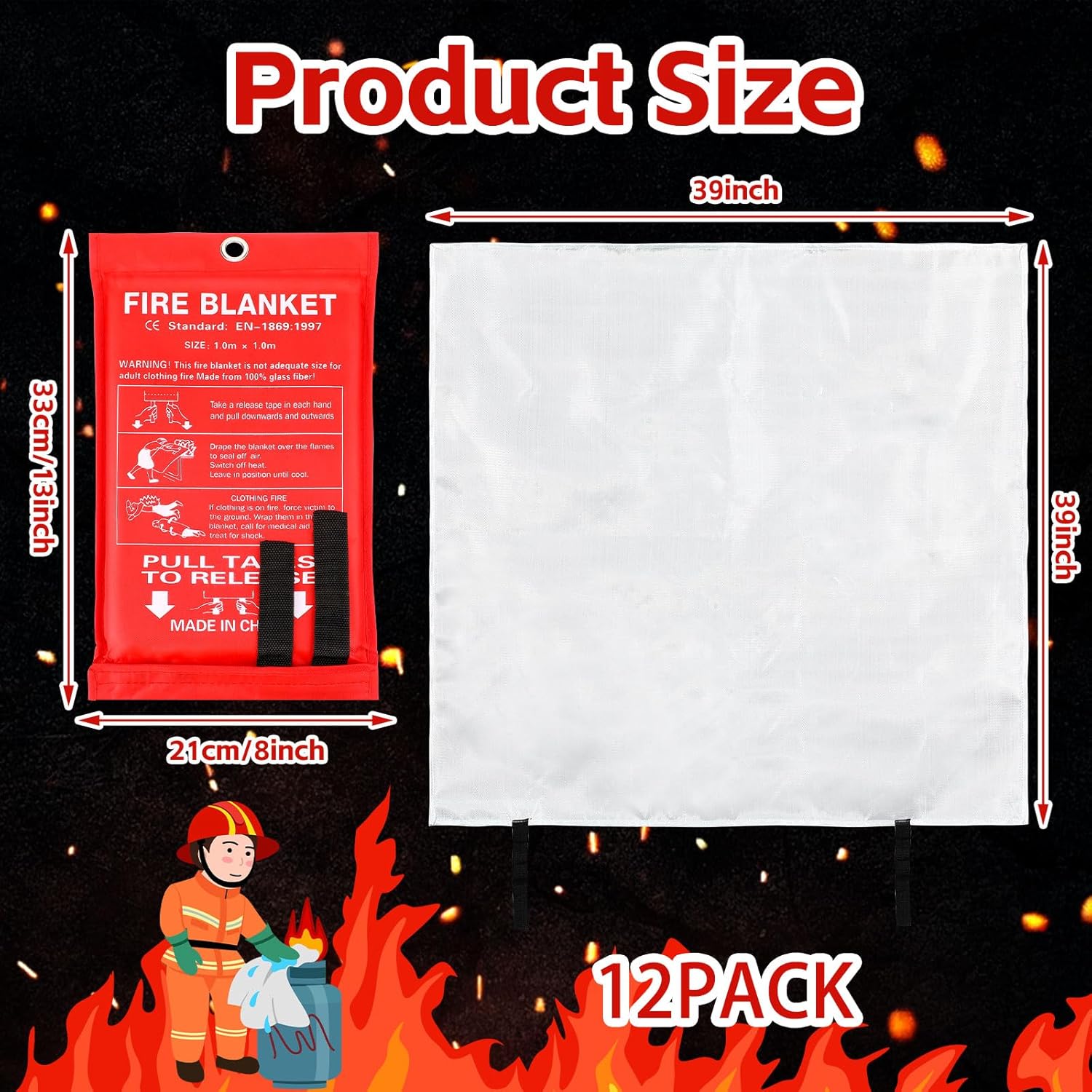 12 Pack Fire Blankets 39x39 In – Fire Blanket Kitchen recenzja i cena