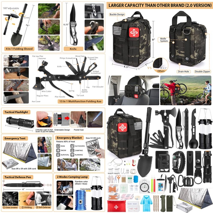 Survival Kit, 250Pcs Survival  – First Aid Bag Kit recenzja i cena