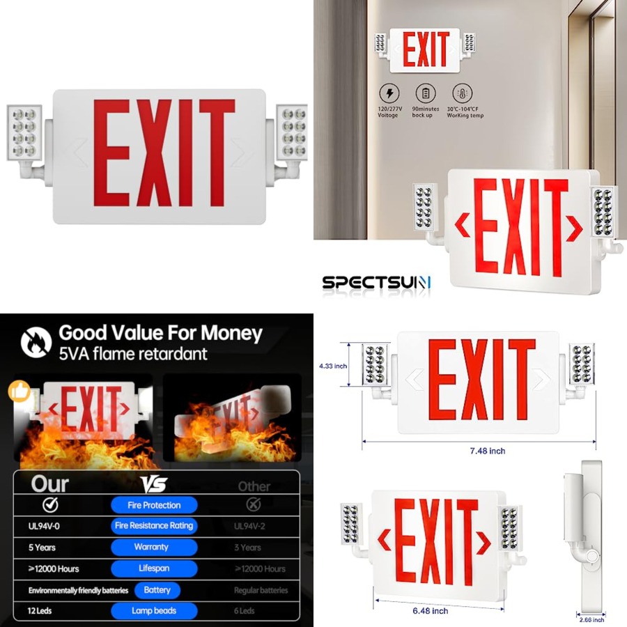 Spectsun 1 Pack Exit Signs wit – Emergency Exit Sign recenzja i cena