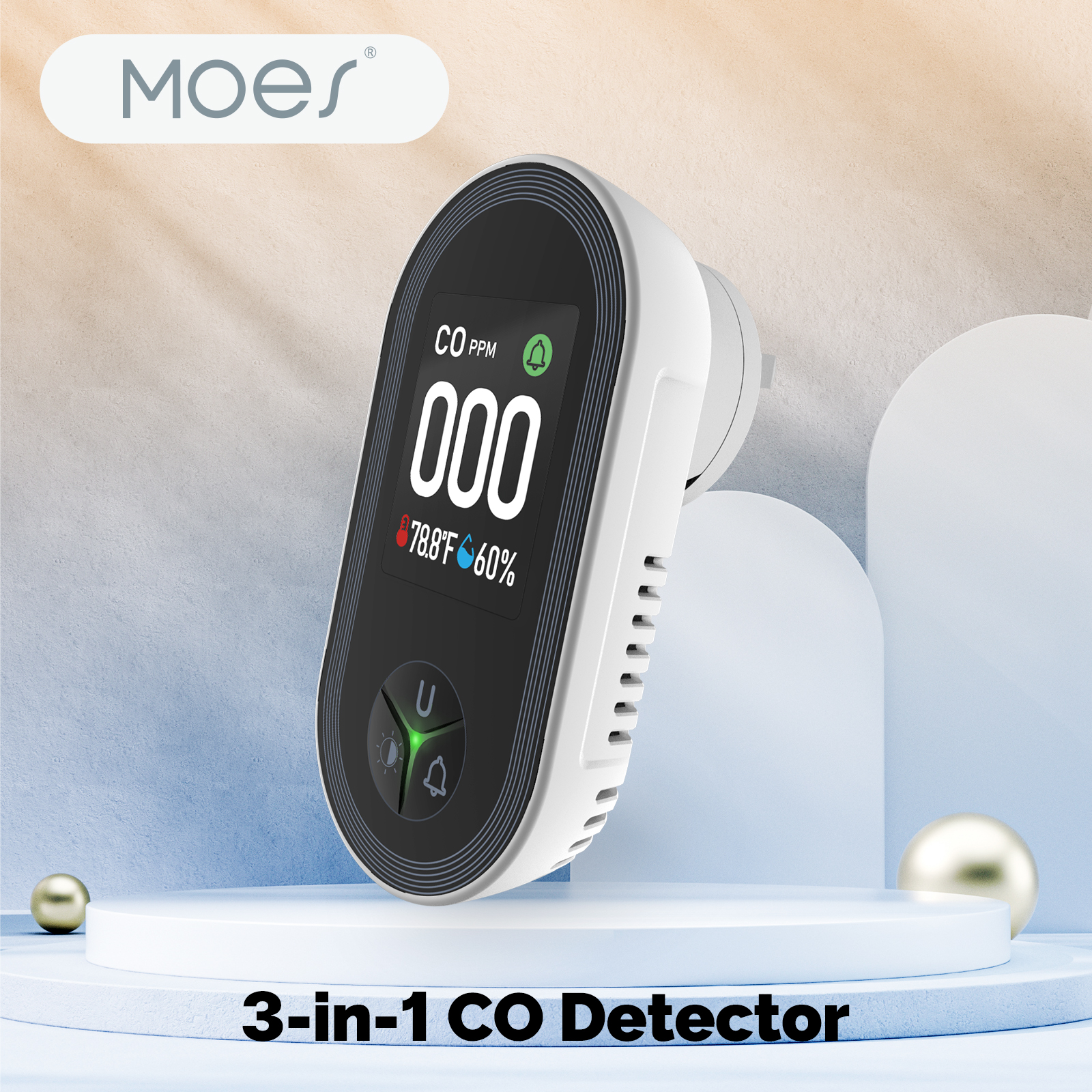 MOES 3-in-1 Plug-in CO Detecto – Co Detector Plug recenzja i cena