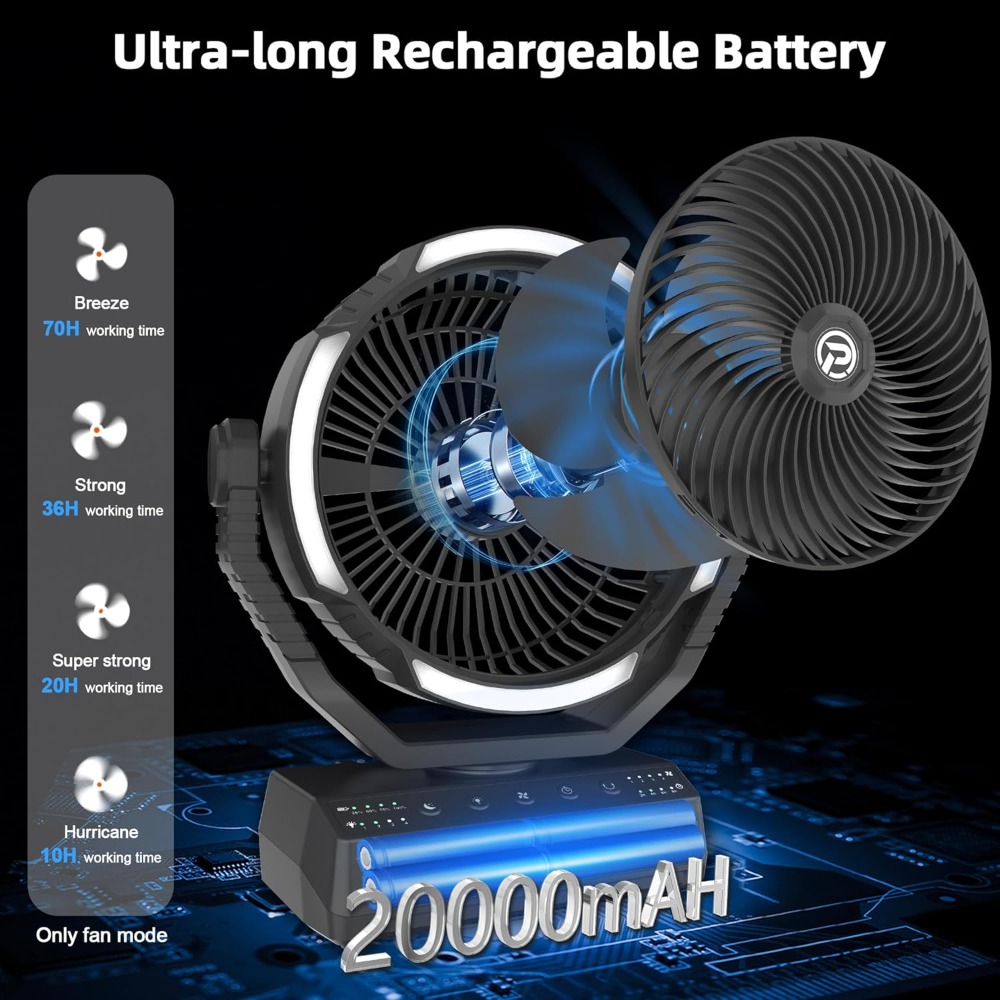 20000mAh Camping Fan with Ligh – Power Outage Light recenzja i cena