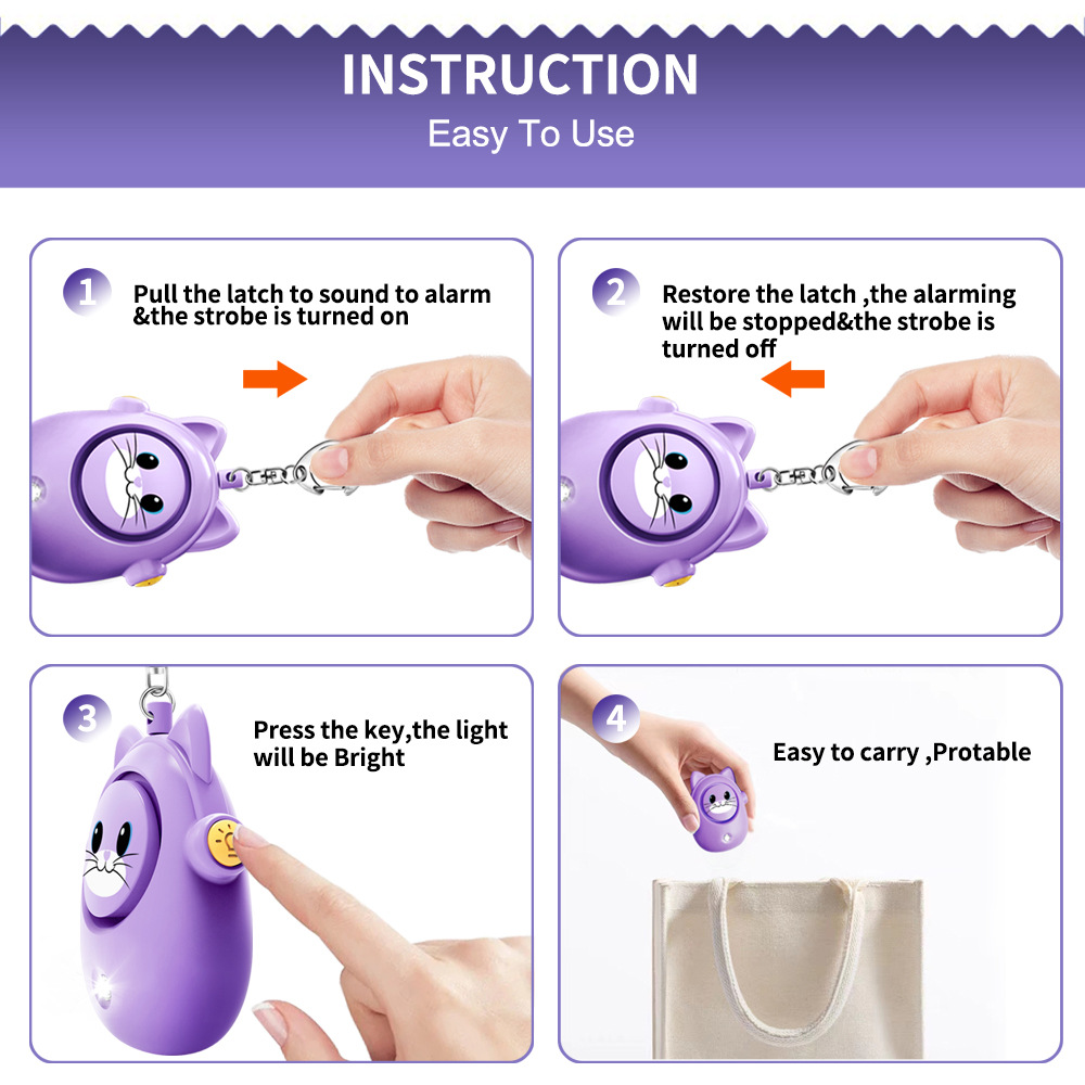 H8 2024 New Cute Cat Personal  – Personal Alarm Keychain recenzja i cena