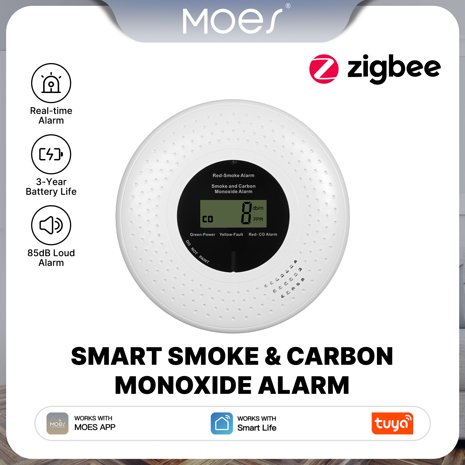 MOES Tuya Zigbee Smart Smoke C – Co Detector Plug recenzja i cena
